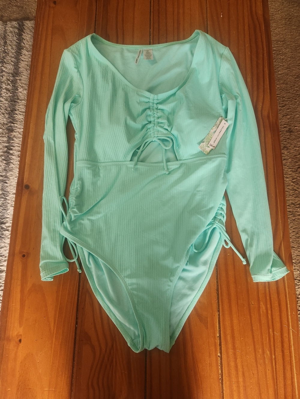 Celebrity Pink 1 Piece Swimsuit Teal Green Shade Size Extra Large New With Tags